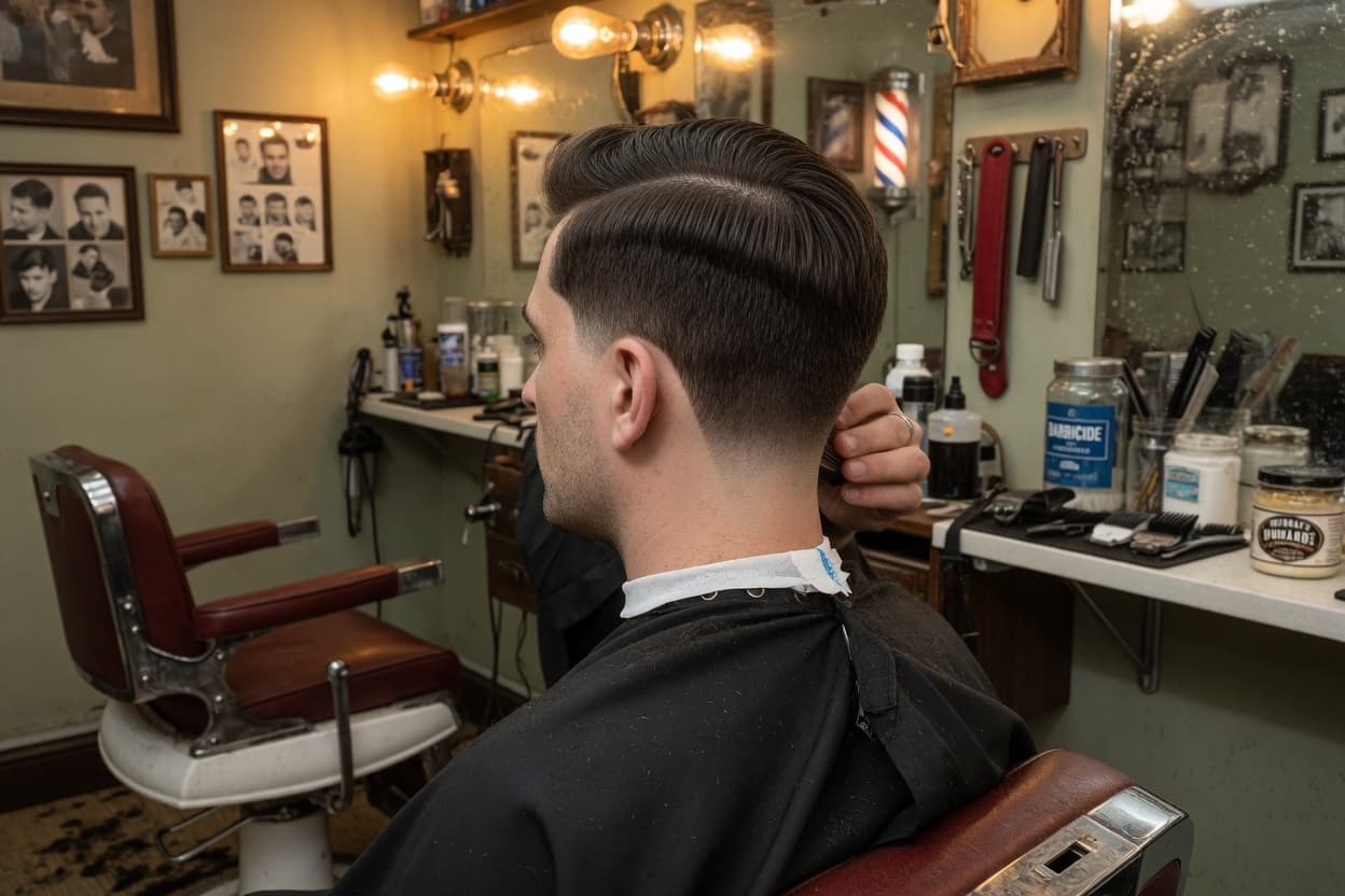 Classic neck and side taper haircut finished with product